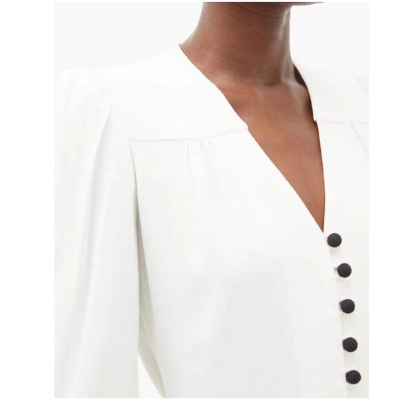 Bella Freud Sundown Crepe Dress white size US 4 UK 8 S XS mini v-neck 3/4 sleeve - Picture 6 of 12